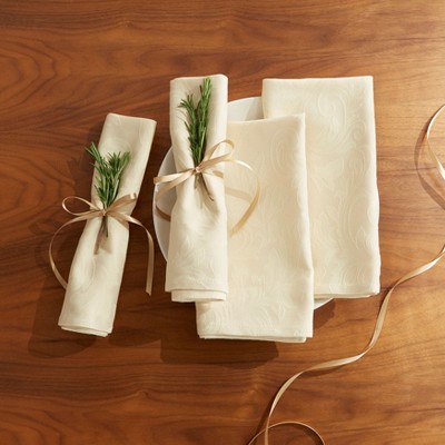 BrylaneHome Damask Set Of 4 Napkins 20" Sq.