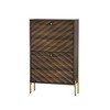 PDTEND 23.6" Mid-Century Modern Freestanding Shoe Cabinet with Metal Legs, Organizer for Entry/Hallway/Entryway, Walnut - 2 of 4