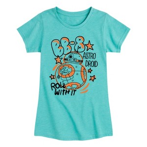 Girls' Star Wars: The Force Awakens BB8 Fitted Short Sleeve Graphic T-Shirt - Turquoise - X-Large - 1 of 4