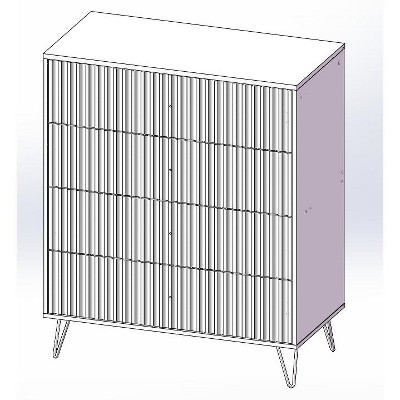 Fluted Dresser for Bedroom, 32 Inch Wide Nightstand with Large Drawer, 4 Drawer End Table for Bedroom, Living Rooms, Offices, and Entryways