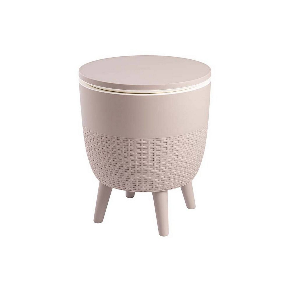 Photos - Coffee Table Lagoon Cancun 2-In-1 Outdoor Side Table Taupe: Adjustable Height, Cooler, Weather-Resistant 