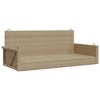 vidaxl Outdoor Garden Swing Bench - Beige Poly Rattan Hanging Hammock Chair for Patio Garden - Durable, Weather-Resistant, and Robust Seating - 3 of 4