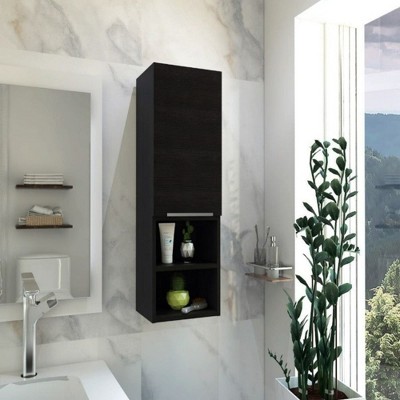 Munora Hazelton Medicine Cabinet - 2 Interior Shelves + 2 Open Shelves - Black Wengue Finish - Bathroom Wall-Mount Storage