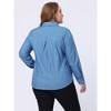 Agnes Orinda Women's Plus Size Work Stripe Long Sleeve Chambray Button Down Shirts - 4 of 4