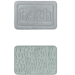 Unique Bargains 2Pcs Memory Foam Water Absorbent Quick Dry Non-Skid Bottom Soft Bathroom Rugs - 1 of 4