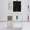29.2" Small Space Left Drawer Desktop Vanity Table + Cushioned Stool, Extra Large Right sliding mirror - 4 of 4