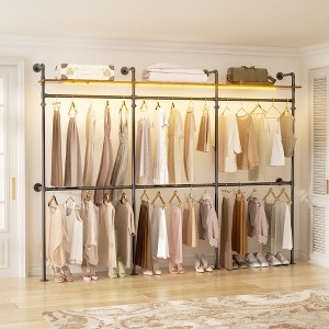 Besiost Industrial Pipe Clothing Rack, Reversible 118.3'' Clothes Rack for Hanging Clothes - 1 of 4