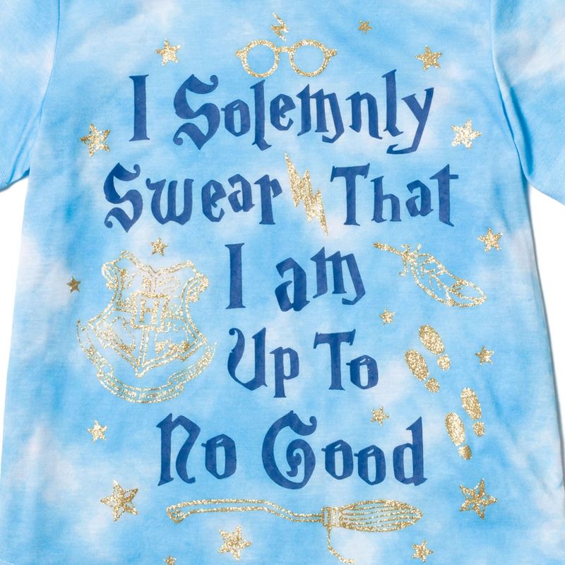 Harry Potter Slytherin Ravenclaw Pajama Shirt and Pants Sleep Set Tie Dye Blue, 4 of 7
