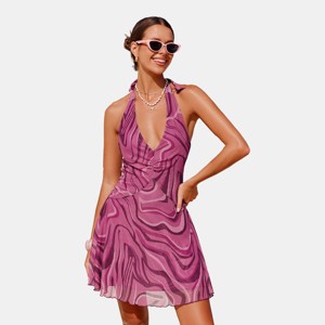 Women's Alluring Beach Halter Dress with Abstract Print - Cupshe - 1 of 4