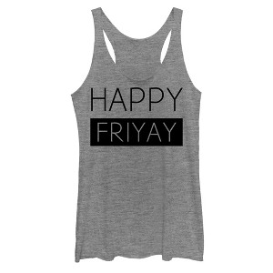 Women's CHIN UP Happy Friyay Racerback Tank Top - 1 of 3
