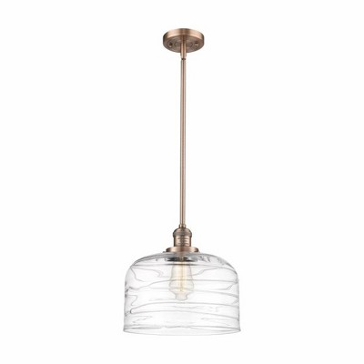 Bell - 1 Light Stem Hung Mini Pendant In Industrial Style-13 Inches Tall and 12 Inches Wide