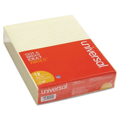 UNIVERSAL Glue Top Writing Pads Legal Rule Letter Canary 50 Sheet Pads/Pack Dozen 22000