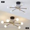 POWLIG 6-Light Black Gold Mid Century Modern Nordic Sputnik Chandelier Flush Mount - 4 of 4