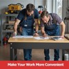 Huxxion 60" Adjustable Work Bench, Heavy Duty Rubber Wood Work Table with Power Outlet and 4 Wheels for Garage, Workshop, Office, Home - 3 of 4