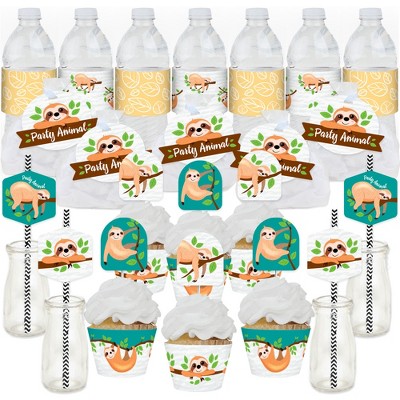 Big Dot of Happiness Let’s Hang - Sloth - Baby Shower or Birthday Party Favors and Cupcake Kit - Fabulous Favor Party Pack - 100 Pieces