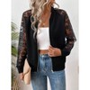 Women's Elegant Lace - Paneled Long - Sleeve Bomber Jacket, Stylish Zip - Up Outerwear for Casual and Daily Wear - 4 of 4