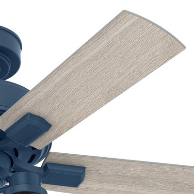 Hartland Indigo Blue 44" LED Ceiling Fan with 5 Light Gray Oak Blades