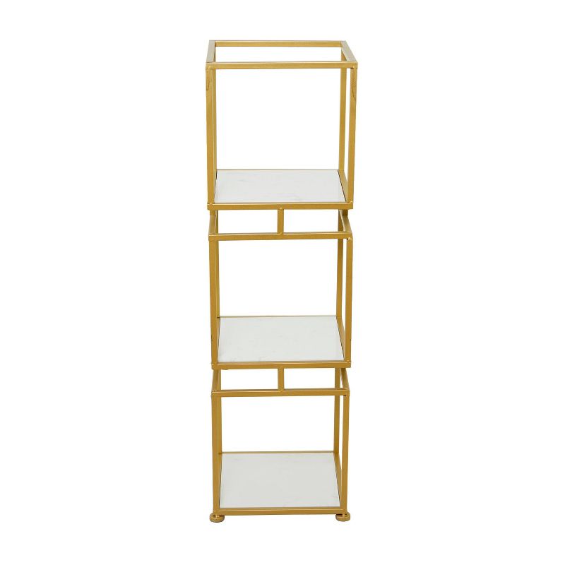 Glam Metal Marble Square Shelving Unit 3 Tier Gold - Olivia &#38; May, 4 of 7