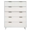 GDFStudio Jackie 38" Modern 5-Drawer Solid Wood Tall Dresser with Ribbed Front, White - 2 of 4