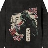 Godzilla Vintage-Inspired Kanji Design Adult Black Salt Mineral Wash Crew Neck Sweatshirt - 3 of 4