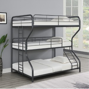 Full Over Twin Over Full Metal Bunk Bed with Ladder and Guardrails - 1 of 4
