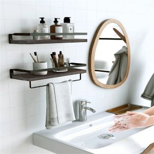 Racxily 2Pcs Bathroom Shelf with Towel Rack, Wall Mounted Shower Shelves, Bathroom Organizers, Stainless Storage Racks - 1 of 4