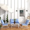 Outsunny 4 Piece Patio Furniture Set with Loveseat Sofa, Rocking Chairs, Coffee Table, Outdoor Conversation Set, Light Blue - 3 of 4