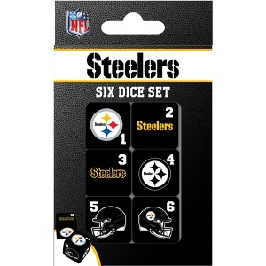 MasterPieces Officially Licensed NFL Pittsburgh Steelers - 6 Piece D6 Gaming Dice Set Ages 6 and Up - 1 of 3