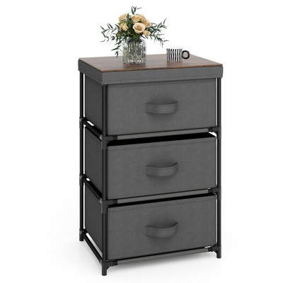 Tangkula 1pc/2pcs Dresser with 3 Drawers, Fabric Storage Organizer Tower Unit Tall Nightstand Bedside Table with Removable Lid for Bedroom