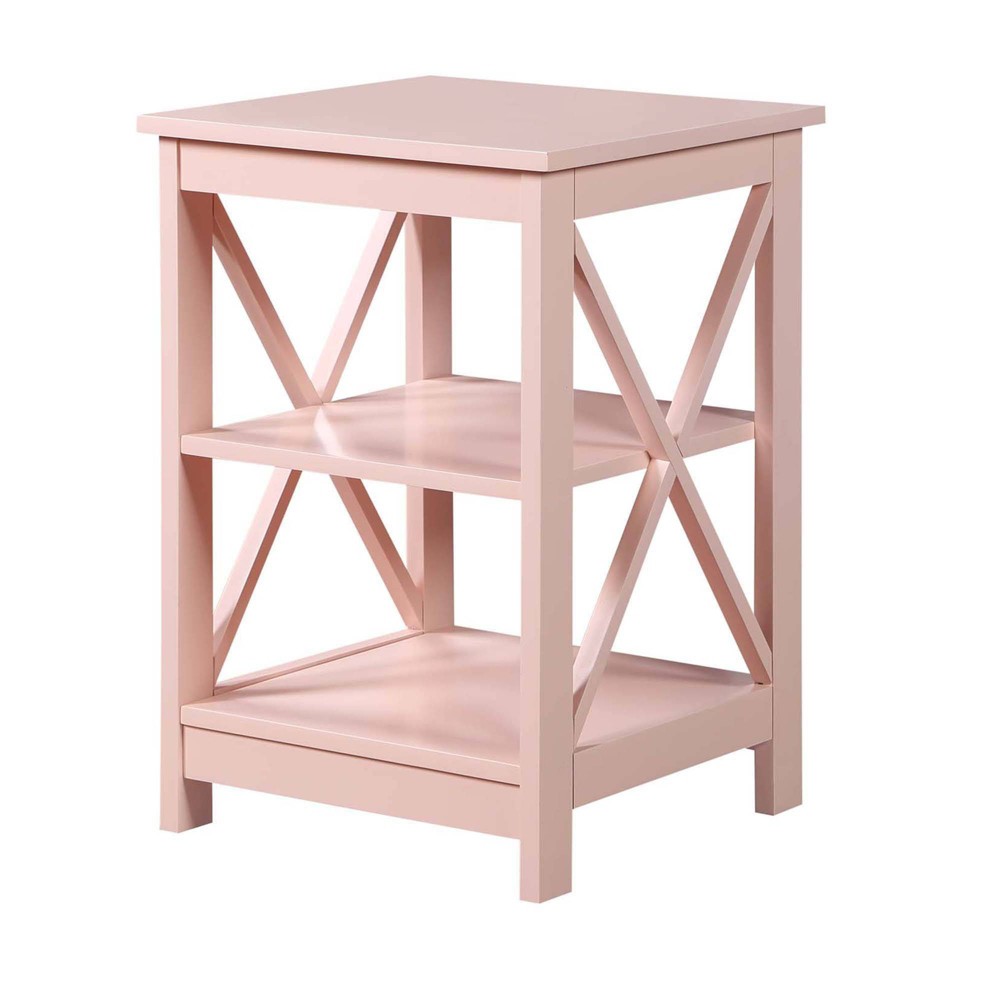 Breighton Home Oxford End Table with Shelves in Blush Pink