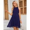 Maternity Halter Neck Dress Summer Casual Ruffle Sleeveless High Waisted Flowy Midi Dress Baby Shower Photoshoot - 2 of 4