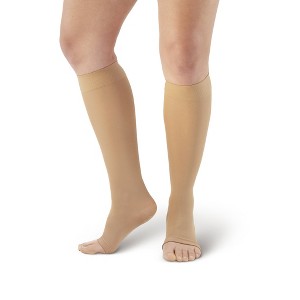 Ames Walker AW Style 213 Adult Microfiber Opaque 20-30 mmHg Compression Open Toe Knee Highs - 1 of 4
