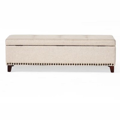 NicBex Modern 50.85" Storage Bench Wood Accent Stools with Nailhead Trims and Button Tufted for Bedroom and Entryway