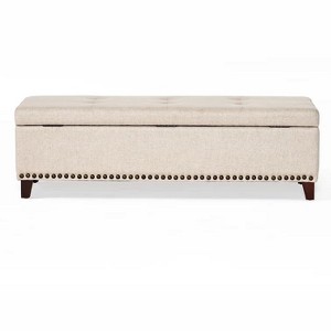 NicBex Modern 50.85" Storage Bench Wood Accent Stools with Nailhead Trims and Button Tufted for Bedroom and Entryway - 1 of 4