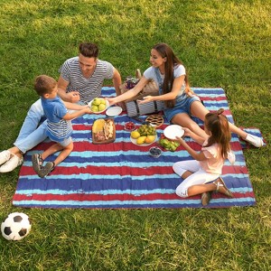 Tirrinia Extra Large Picnic Blanket, Waterproof Lightweight Portable Outdoor Mat for Family Camping, Park, Beach,  ( US Unique Print, 70''X80'') - 1 of 4