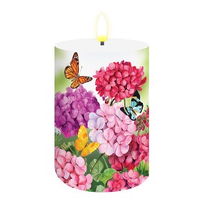 Briarwood Lane Spring Flameless Candle 6x3 Geraniums in Bloom Flameless Candle with Timer for Spring - 1 of 4