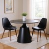 HomeRoots 47" Black Ceramic and Metal Pedestal Base Round Top Dining Table - 2 of 4
