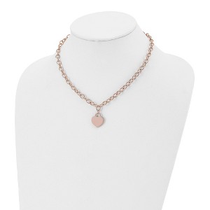Chisel Stainless Steel Polished Rose IP-plated Heart Pendant on a Open Link Chain Necklace 16" with .5" Extension - 1 of 4