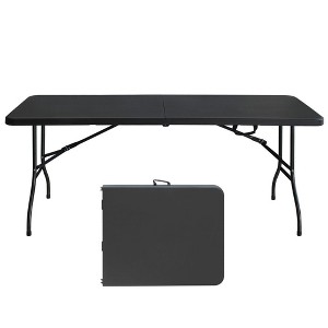 Osparple  Folding Outdoor Dining Table,Rectangle Portable Patio Table with Carrying Handle 4 Chairs - 1 of 4