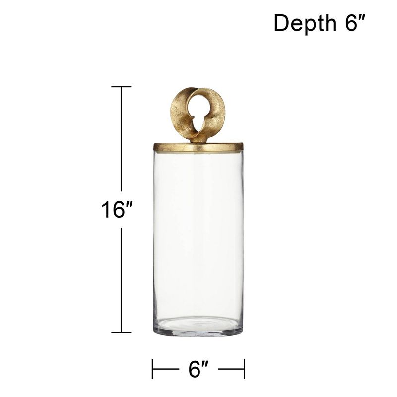 Studio 55D Fleur 16" High Shiny Gold and Clear Glass Jar with Lid, 4 of 6