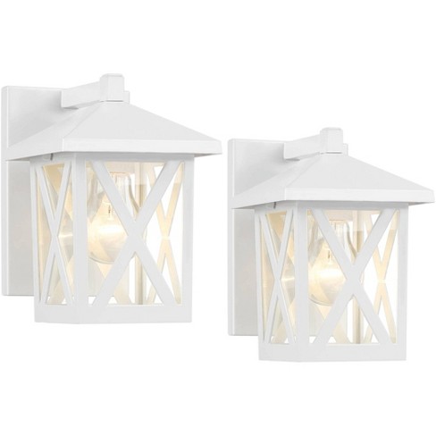 John Timberland Country Cottage Outdoor Wall Light Fixtures Set Of 2 White 7 1 2 Lantern Clear Glass Exterior House Porch Patio Target