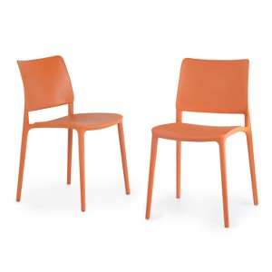 WRGHOME Garden Modern Outdoor/Indoor Plastic Resin Stacking Patio Dining Side Chair  (Set of 2) - 1 of 4