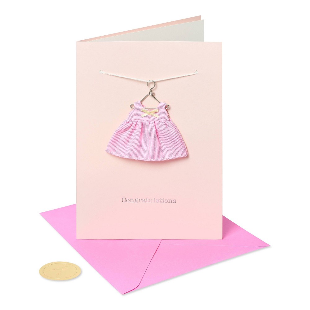 Photos - Envelope / Postcard Card Baby Tiny Tots Pink Dress on Hanger - PAPYRUS