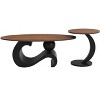 Black Nesting Coffee Table Set of 2, Oral and Round Coffee Table Set, Industrial Table for Living Room, Large 47.24in, Small 19.69in - 4 of 4
