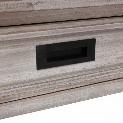 Gray Wood Console Table with Storage and Shelf