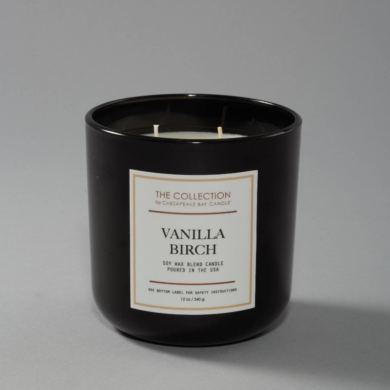 2-Wick Black Glass Vanilla Birch Lidded Jar Candle 12oz - The Collection by Chesapeake Bay Candle, 6 of 10