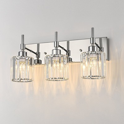 LLHZSY 3/4/5 Light Modern Dimmable Crystal Bathroom Vanity Light Wall Sconces with Crystal Shades - Black and Gold/Chrome