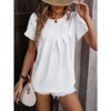 Coolmee Womens Tops Petal Short Sleeve Summer Casual Dressy Shirts Floral Solid Blouse Pleated Tunics - 3 of 4