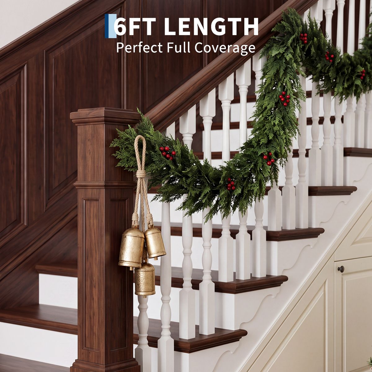 Garvee 6 FT Christmas Garland with Red Berries, Artificial PVC Berry Vine for Mantel, Fireplace, Stair Railing, Indoor Holiday Decor - thumbnail 4