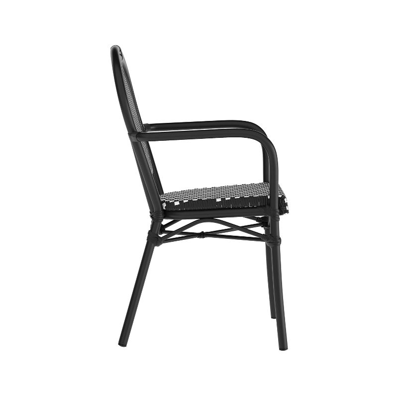 Flash Furniture Lourdes Indoor/Outdoor Commercial Thonet French Bistro Stacking Chair with Arms, PE Rattan and Aluminum Frame, 3 of 14